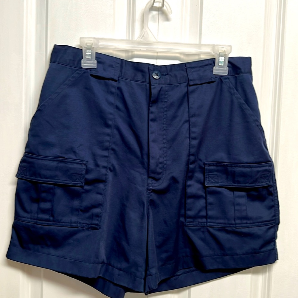 Weekender Navy Blue High Rise Khaki Cargo Shorts Size 14